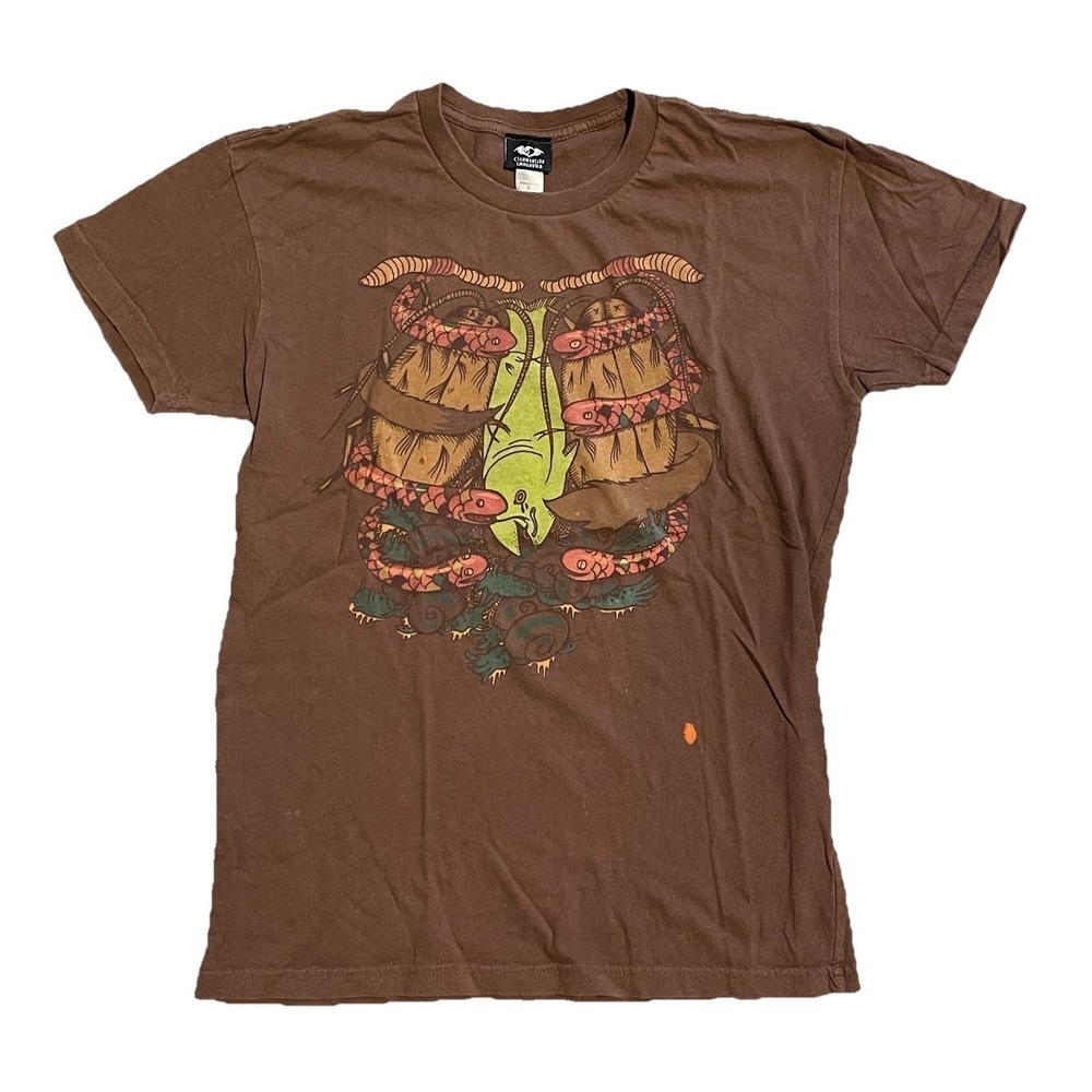 Vintage Y2K Clandestine Industries Tee T-shirt Brown Snakes Snails Puppy Tails S